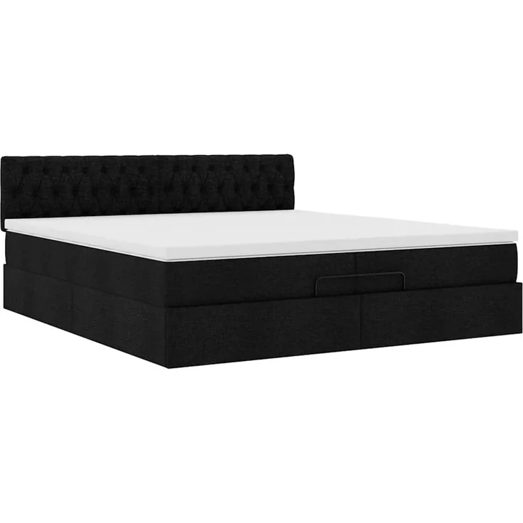vidaXL Ottoman-Bett mit Matratzen & LEDs Schwarz 200x200 cm Stoff 3312418 – Bild 6