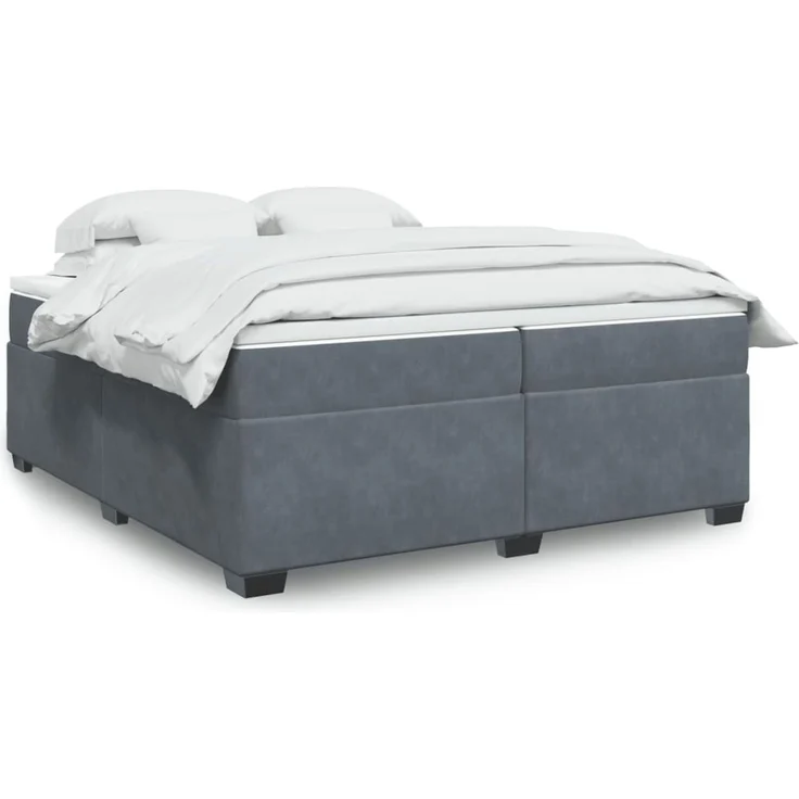 vidaXL Boxspringbett mit Matratze Dunkelgrau 200x200 cm Samt 3285306 – Bild 1