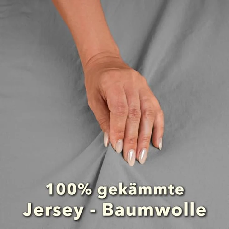 STUDIO Basic Topper Spannbettlaken 180x200 cm, 100% gekämmte Baumwolle, Oeko-TEX 100, Markenqualität, Bettlaken 180x200 Topperbezug Jersey - Silber – Bild 6