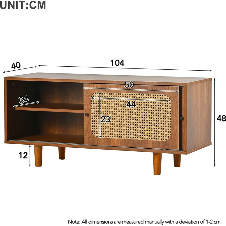 Rattan-Sideboard-Set für Wohnzimmer - Kombination aus Rattan-Kommode und Schuhschrank, Walnussfarben – Bild 5