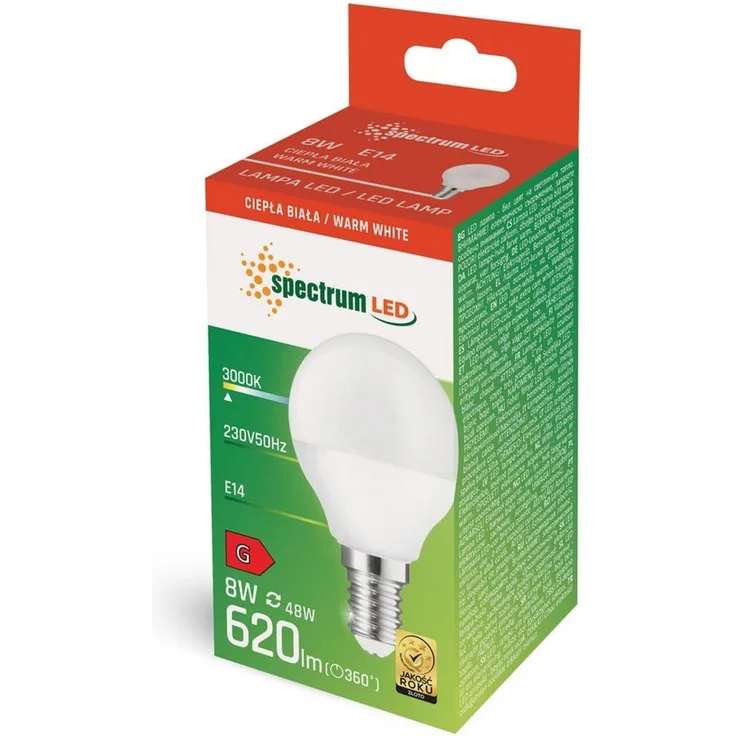LED E14 8W 230V AC Warmweiß BALL 710 Lumen 160°