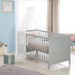 roba Gitterbettt 70 x 140 - 3-fach höhenverstellbar - 3 Schlupfsprossen - Babybett umbaubar - Holz taupe