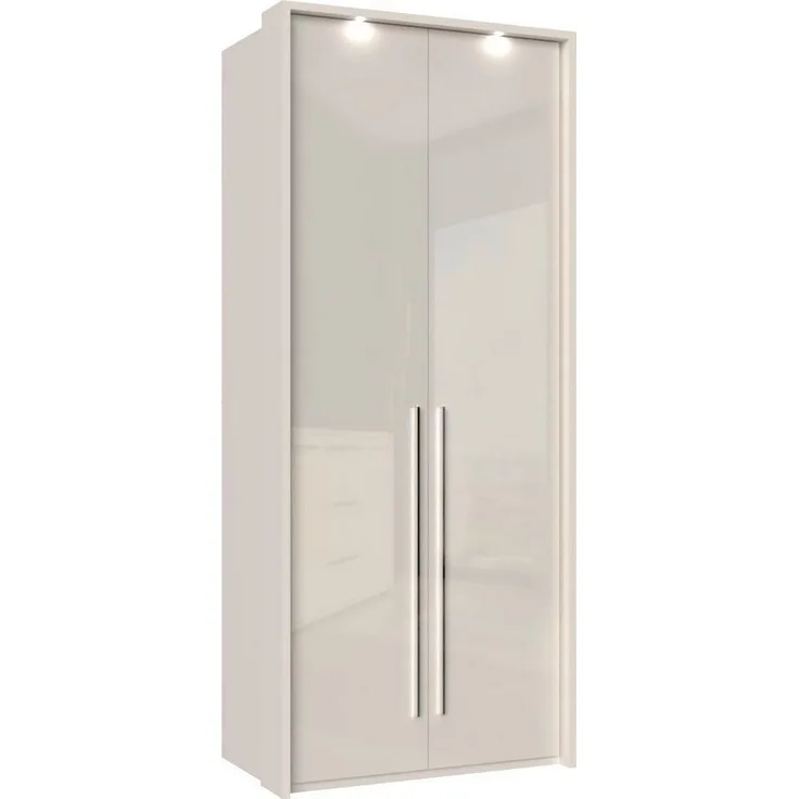 Places of Style Kleiderschrank Piano beige, UV lackiert, Hochglanzfronten, mit Beleuchtung