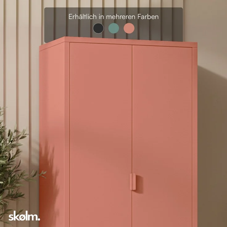 skølm 'Ituri' Kleiderschrank mit 2 Schubladen, Metall, 170x45x80 cm, terrakotta, Garderobe mit 4 Fächern und 2 Kleiderstangen – Bild 9