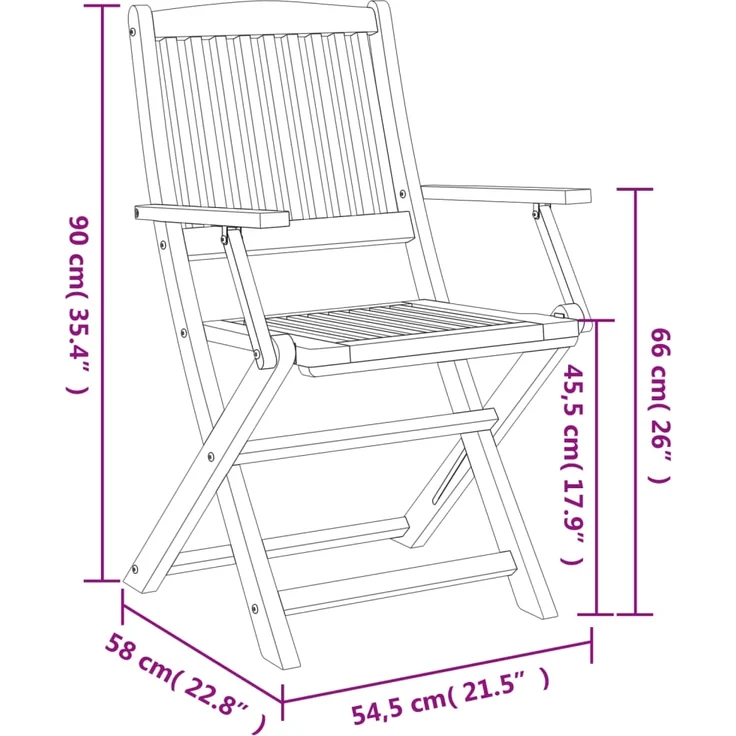 vidaXL Gartenstühle 8 Stk. Klappbar 54x61x88 cm Massivholz Akazie 3214231 – Bild 6