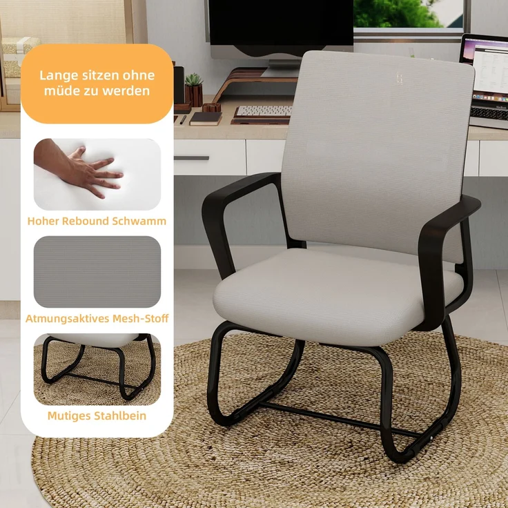 Minimalist Modern Office Chair – Metal Frame, Soft & Comfortable, Home & Office Use, Multiple Colors Available--Grau + Schwarz--45x55x90cm--YOUDENOVA – Bild 2