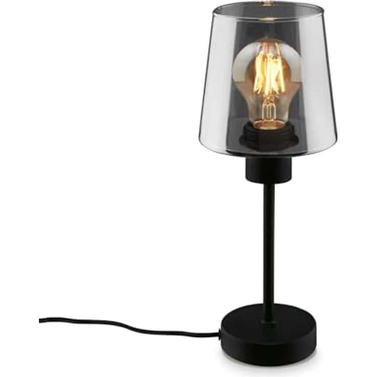 Briloner FUMI Tischleuchte, 1-flammig E27 dimmbar, Metall-Glas, schwarz-smoke – Bild 1