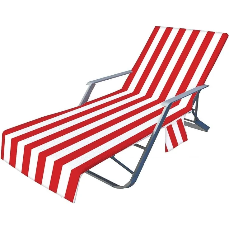 FANSU Schonbezug für Gartenliege, Frottee Handtuch für Sonnenliege Mikrofaser Schnelltrocknend Strandhandtuch mit 2 Taschen, Strandtuchfür Schwimmbäder, Strände, Gartenhotels(75x210 cm) – Bild 1