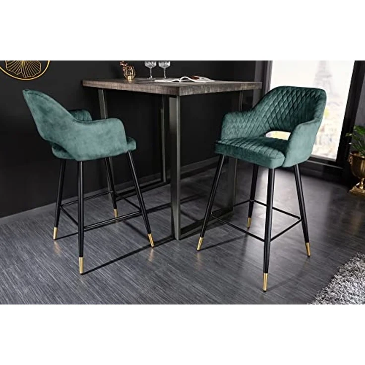 riess-ambiente Barhocker PARIS petrol / schwarz-gold (Einzelartikel, 1 St), Samt · mit Armlehne · Metall · Esszimmer · Retro – Bild 4