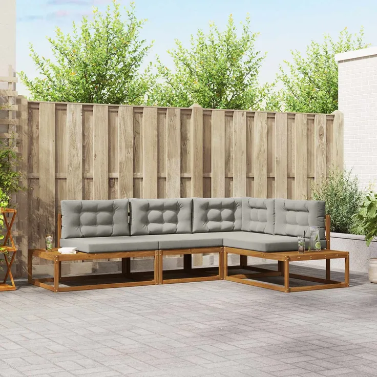 vidaXL Outdoor-Sofagarnitur 4 stk. 4-Sitzer Natur und Hellgrau 3368134