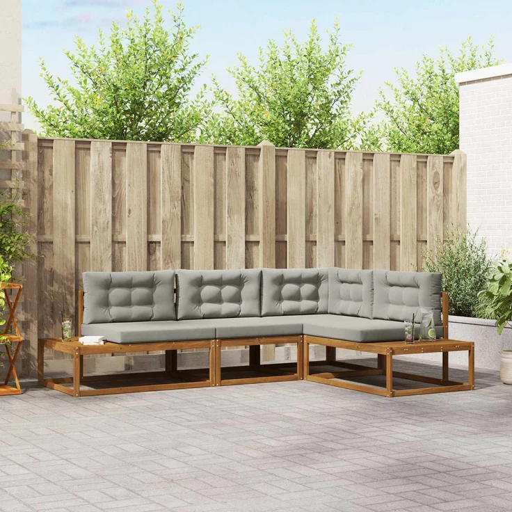 vidaXL Outdoor-Sofagarnitur 4 stk. 4-Sitzer Natur und Hellgrau 3368134 – Bild 1