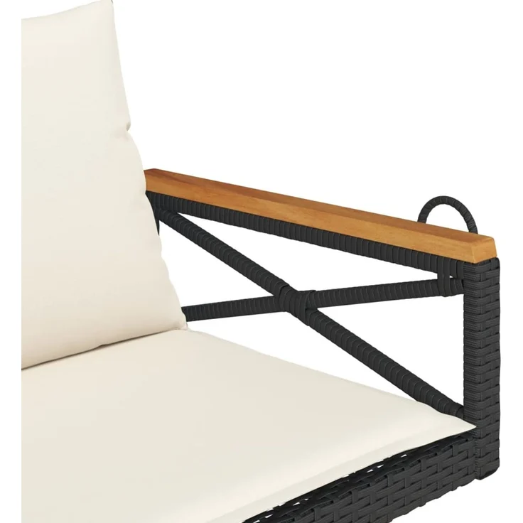 vidaXL Hängebank mit Kissen Schwarz 109x62x40 cm Poly Rattan 368155 – Bild 7