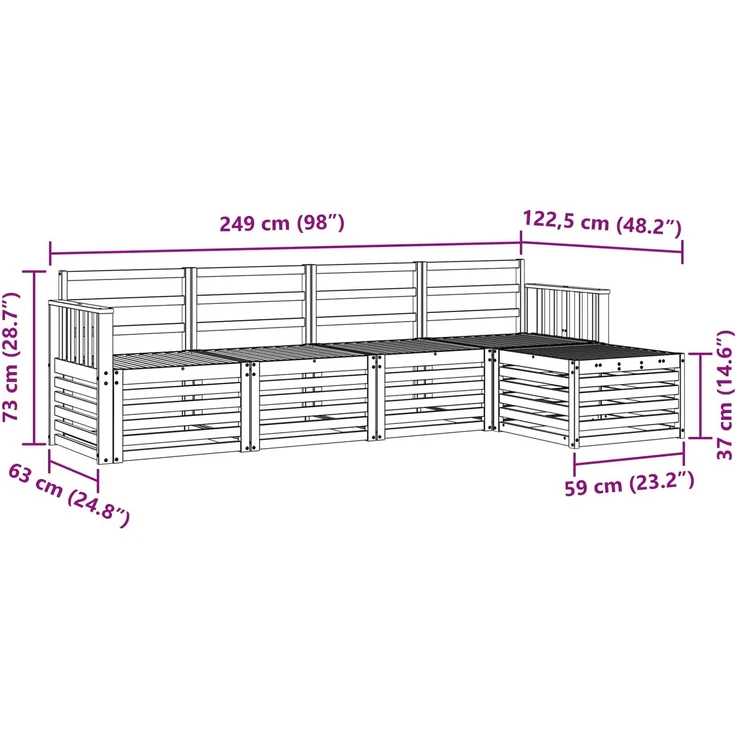 vidaXL Outdoor-Sofagarnitur 5 stk. 5-Sitzer Weiß Massivholz Akazie 3391664 – Bild 7