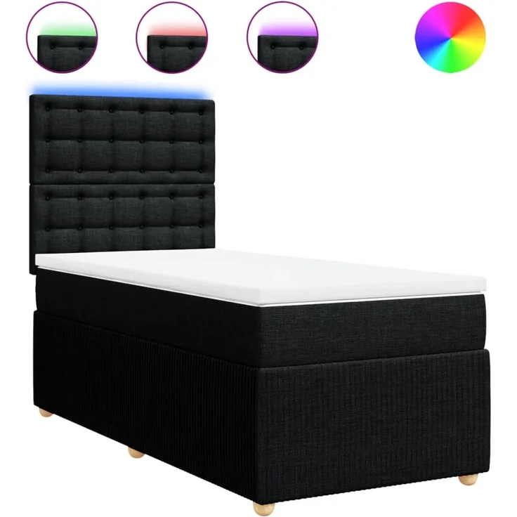 vidaXL Boxspringbett mit Matratze Schwarz 100x200 cm Stoff 3294283 – Bild 2