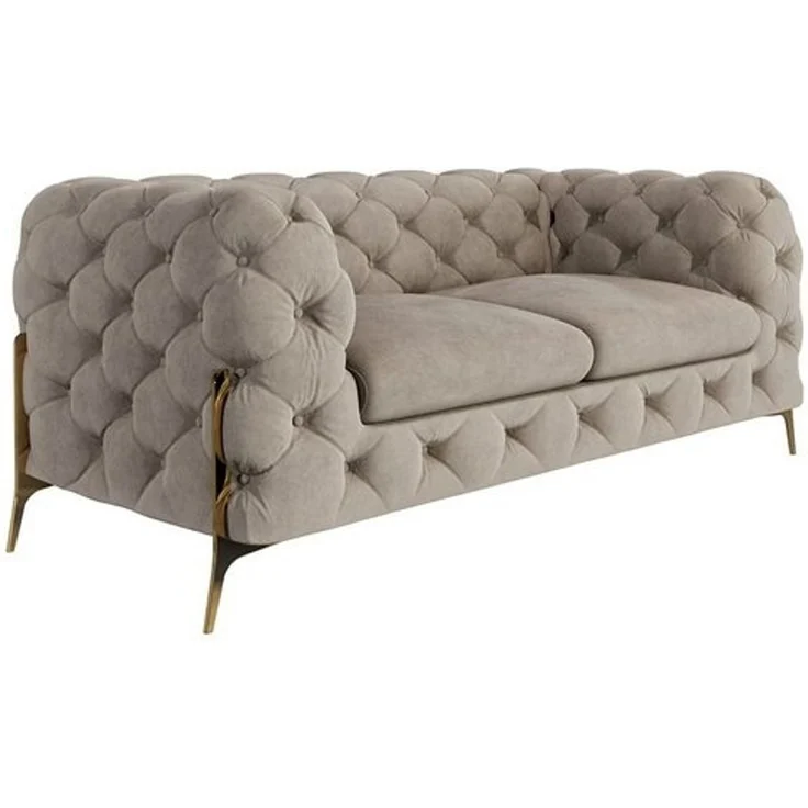 S-Style Möbel Chesterfield-Sofa Ashley Chesterfield Sofa mit Goldene Metall Füßen, mit Wellenfederung – Bild 4