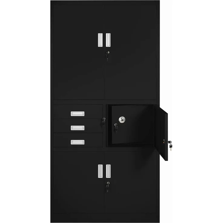 Aktenschrank Büroschrank Stahlschrank schwarz 185 x 90 x 40