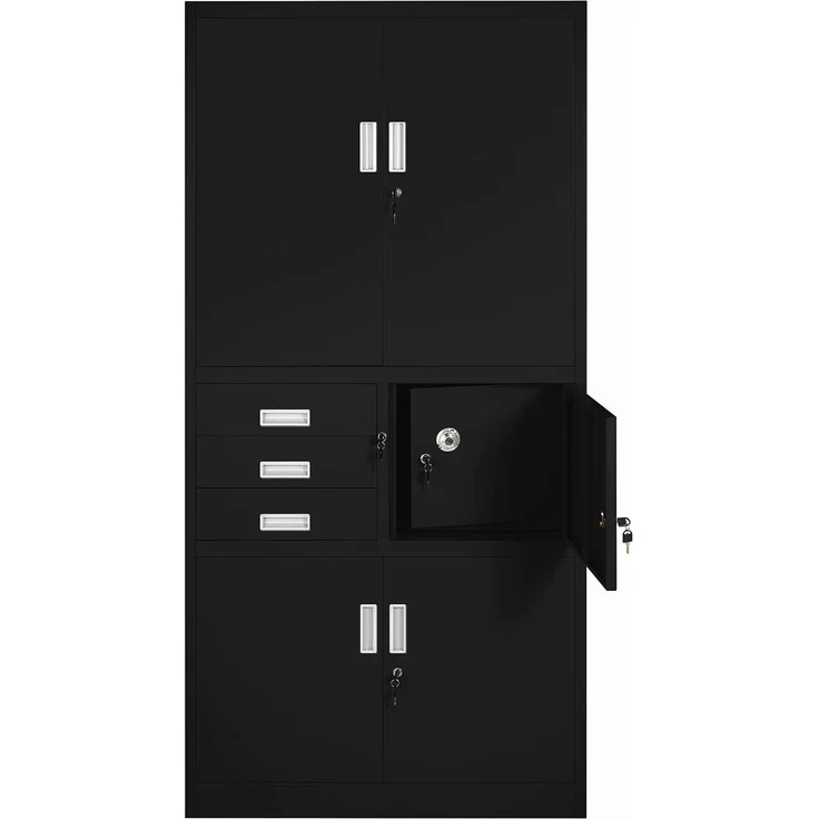 Aktenschrank Büroschrank Stahlschrank schwarz 185 x 90 x 40