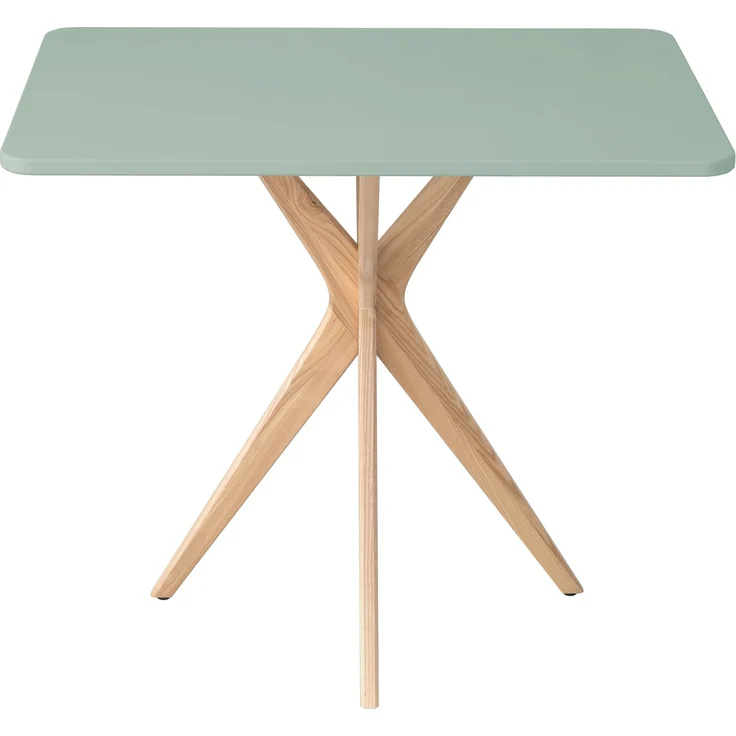 Ragaba kleiner rechteckiger Esstisch, MDF & Massives Eschenholz, 80x55 cm, Salbei Grün – Bild 1