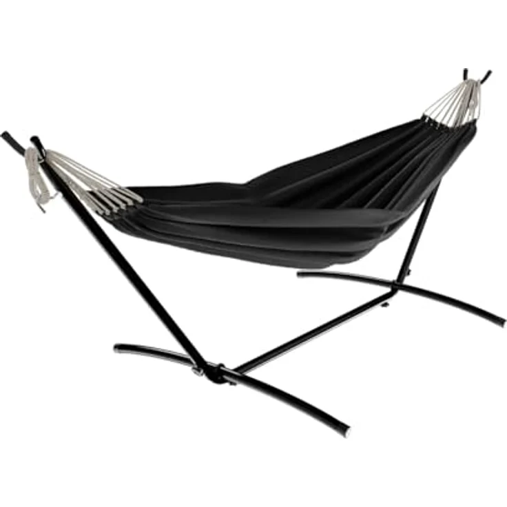 GARMIO Hängematte mit Gestell, 200kg Belastbarkeit, klappbar, anthrazit, inkl. Zubehör & Tragetasche, 270x110x105cm – Bild 5