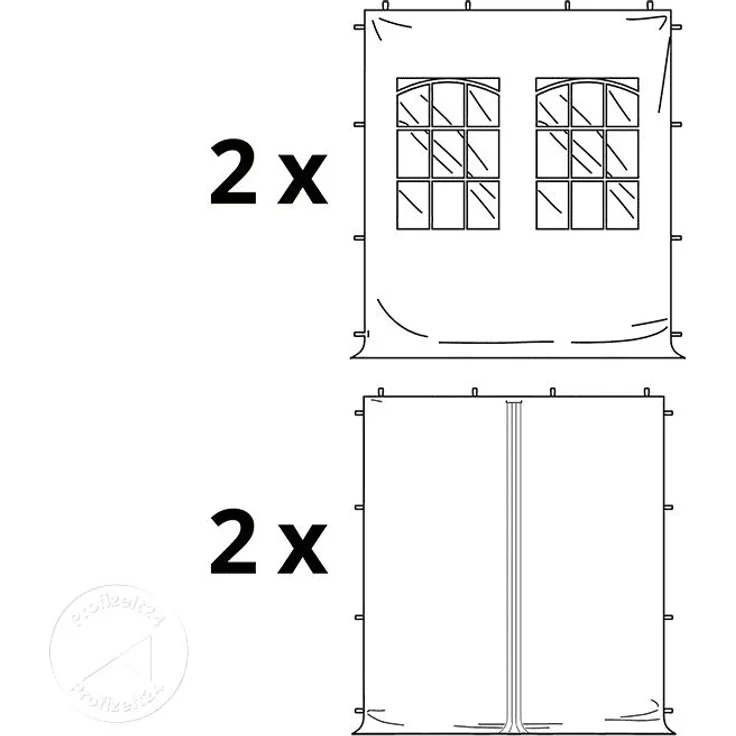 3x3 m Faltpavillon, ECONOMY Stahl 30mm, Seitenteile mit Sprossenfenstern, blau – Bild 3