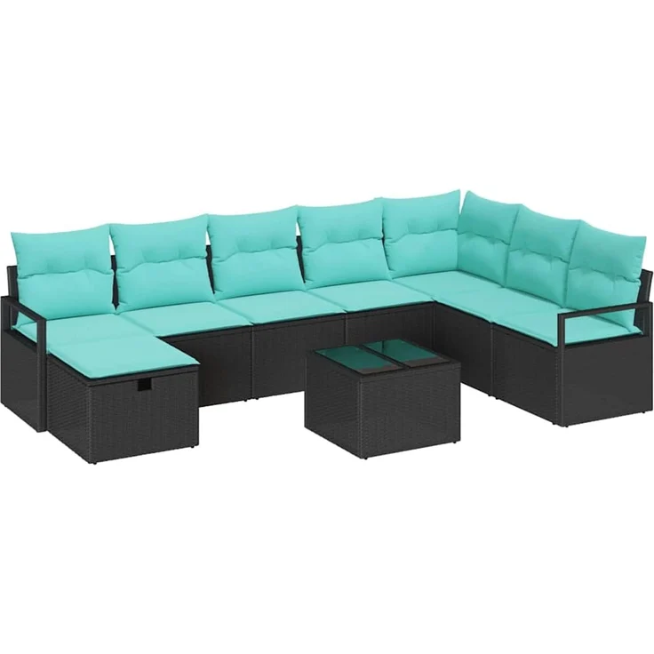 vidaXL Sofa Set 9 stk. Schwarz Poly-Rattan 3359245 – Bild 2