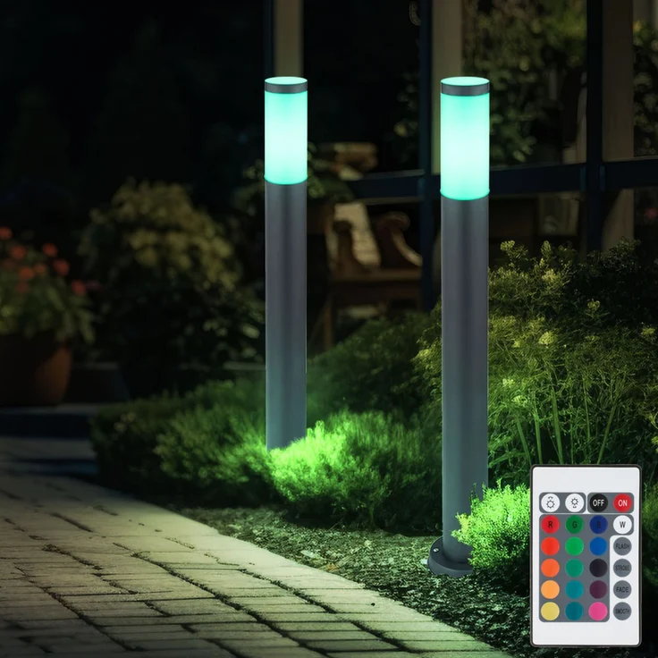 2er Set RGB LED Stehleuchte, Edelstahl anthrazit H 80 cm – Bild 2