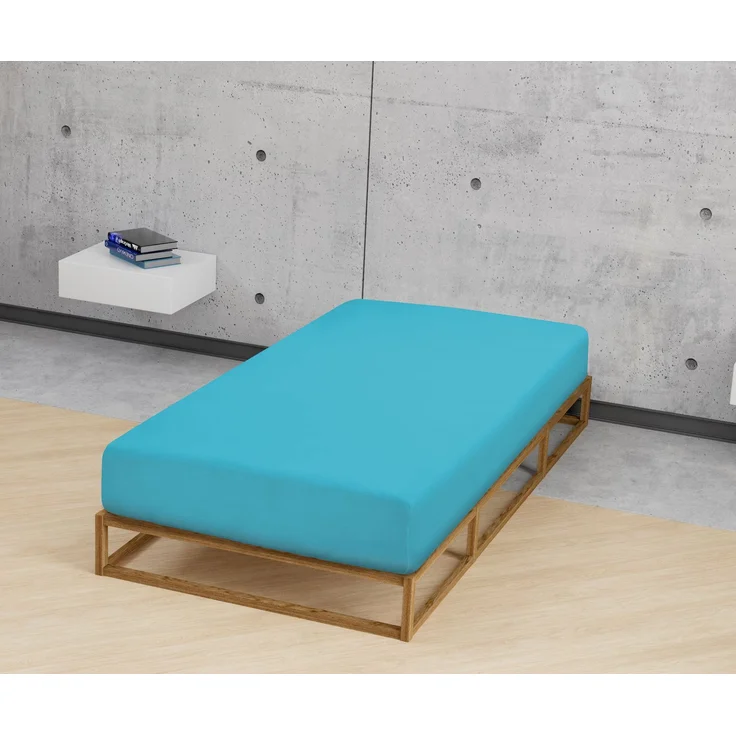 biberna Jersey-Elastic-Spannbetttuch , türkis, 1 x 180 x 200 cm - 200x220 cm – Bild 3