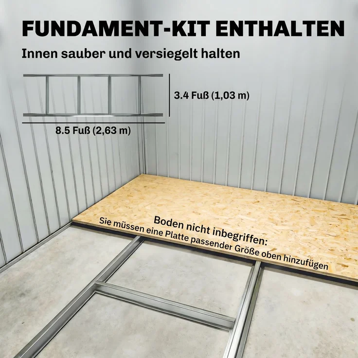 JARDJ Geräteschuppen mit Schiebetüren 2,77 x 1,95 x 1,92cm Metall Grau – Bild 8