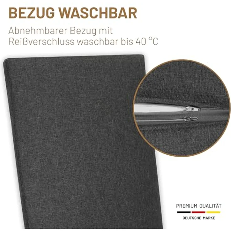 Herlag Hochlehnerauflage Sunny, (1 St), 123x50x4cm Gartenmöbelauflage Wetterfest Waschbar Anthrazit 1 Polster – Bild 5