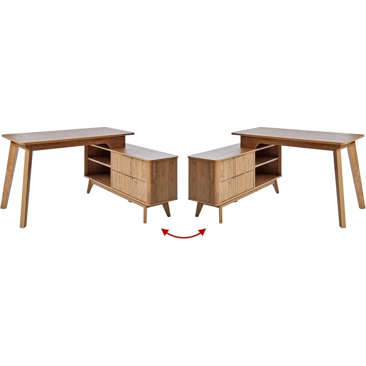 Jahnke Eckschreibtisch WAVE C 150 E (1-St), Eckschreibtisch, Fronten in Wellendesign, wechselseitig montierbar – Bild 10