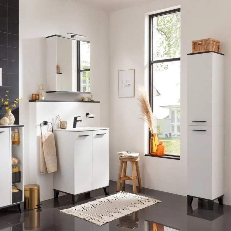 Fackelmann TE-A Hochschrank 30 cm mit Füßen, Weiß – Bild 3