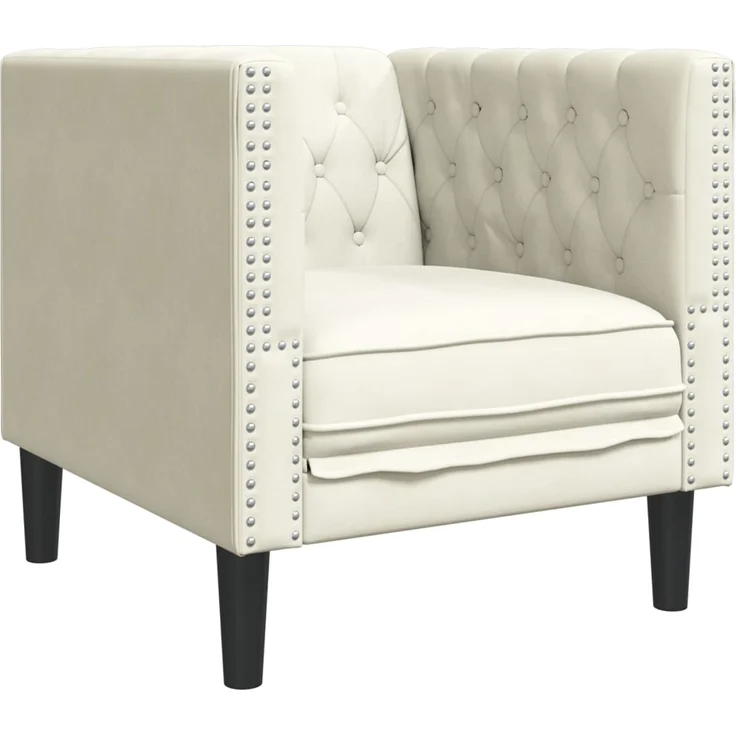vidaXL Chesterfield-Sessel Creme Samt 372680 – Bild 1
