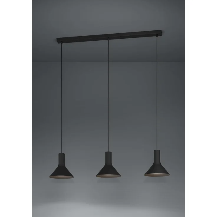 EGLO Hängelampe Morescana 3-flammig - Pendelleuchte Esszimmer Schwarz, Esszimmerlampe Metall, Hängeleuchte Nordic Design, E27 Fassung, höhenverstellbar – Bild 2