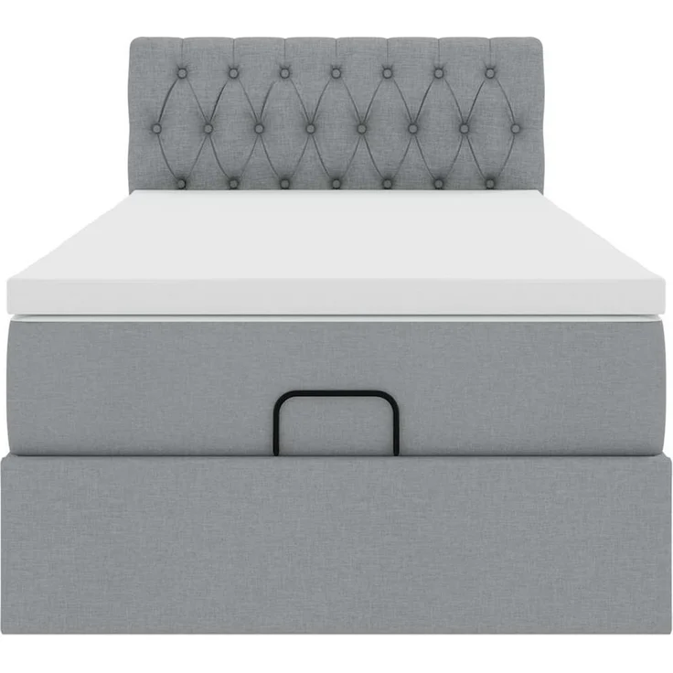 vidaXL Ottomane Bett mit Matratze & LEDs Hellgrau 90x200 cm Stoff 3312360 – Bild 7