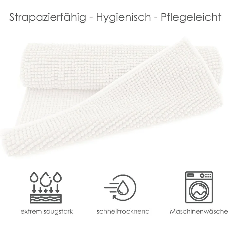 heimtexland Badematte Badvorleger Chenille Badteppich Duschvorleger, rutschhemmend beschichtet, Fußbodenheizung geeignet, schnell trocknend, strapazierfähig, fußbodenheizungsgeeignet, rutschfest, saugstark, Polyester, rechteckig, 60x90 cm, Hochflor, su... – Bild 3