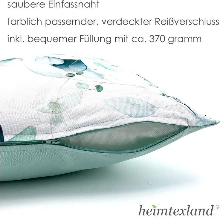 heimtexland Â® Outdoorkissen Lotus Effekt 45x45 Garten Dekokissen Wasserabweisend Outdoor Lounge Deko Kissen Typ742 Eukalyptus – Bild 5