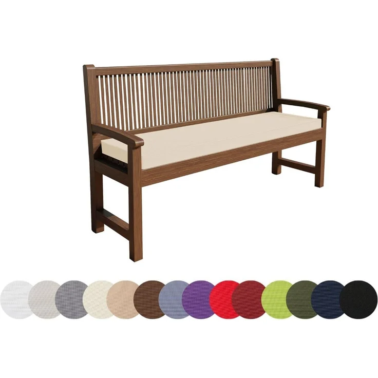 chilly pilley Bankkissen Wasserabweisend Bankauflage Bankpolster Reißverschluss mit Schlaufen Bankpolster Sitzkissen Kissen für Gartenbank Gartenbankauflage (140 x 40 x 5, Creme)
