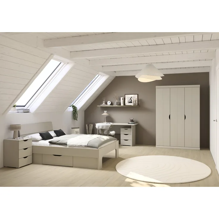 Jugendzimmer Frieda 5-teilig mit 3 türigem Kleiderschrank in Beige von Rauch Möbel, Ein Raum zum Ankommen, Wachsen und Wohlfühlen – in verschiedenene Ausführungen wählbar - 5 teilig , Kleiderschrank 3trg ohne Schubkästen + 140er Jugendbett + Nachttisch...