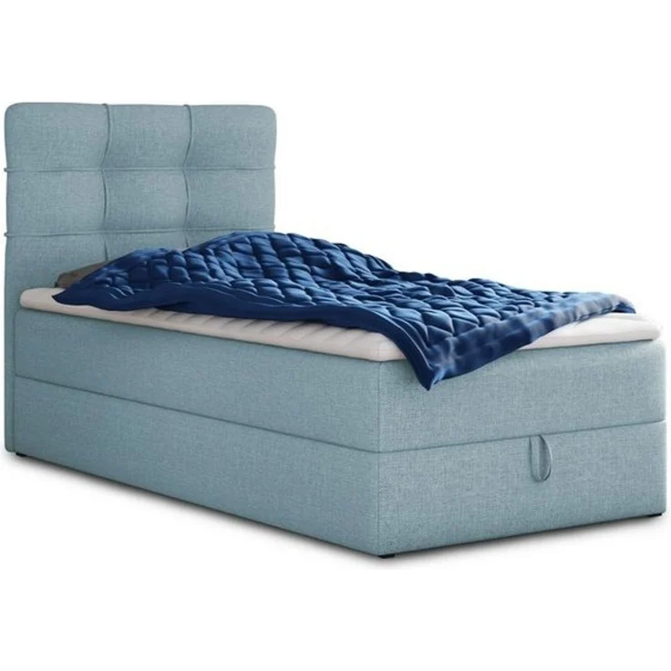 Boxspringbett Best Mini mit Bettkasten und Matratzentopper - Einzelbett mit Bonell-Matratze und Topper, Polsterbett, Bett, Schlafzimmer (120 x 200 cm, Blau (Vidar 83)) – Bild 4