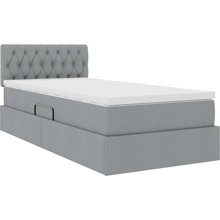 vidaXL LED-Speicherbett mit Matratze Hellgrau 90 x 190 cm Stoff 3371175 – Bild 6