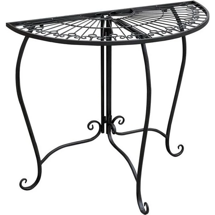 Spetebo Beistelltisch aus Metall halbrund schwarz - 80 x 71 cm (Anzahl, 1-St, Stück), schwer und stabil – Bild 4
