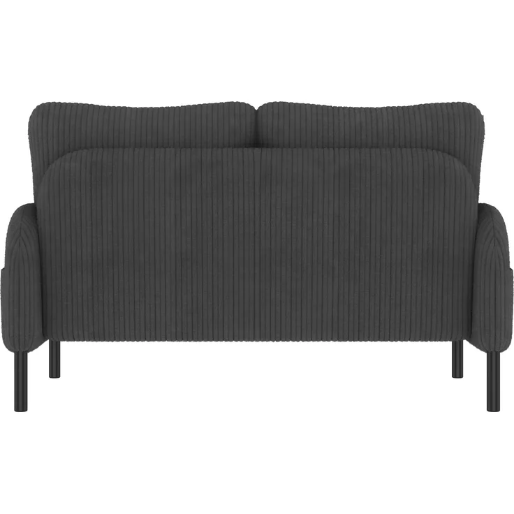 3-teilige Cord-Sitzgruppe aus 2-Sitzer-Sofa, Sessel und Hocker, gepolstertes Lounge-Set mit Seitentasche und Metall-Holz-Gestell, Grau – Bild 15