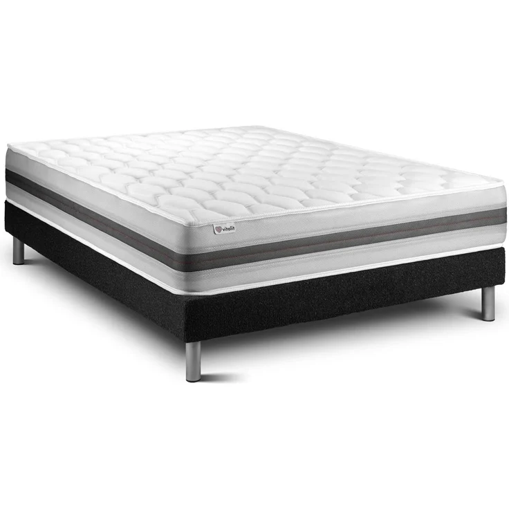 Matratzenset VITAL SPRING RECOVER 160 x 220 cm Bettrahmen Kit schwarz – Bild 1