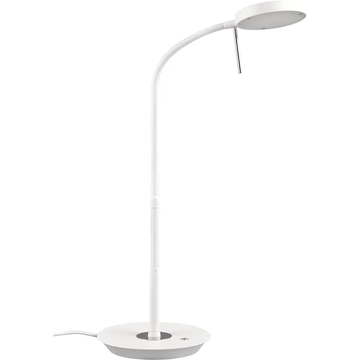Moderne LED Schreibtischlampe MONZA dimmbar mit Flexarm, Weiß, Höhe 57cm