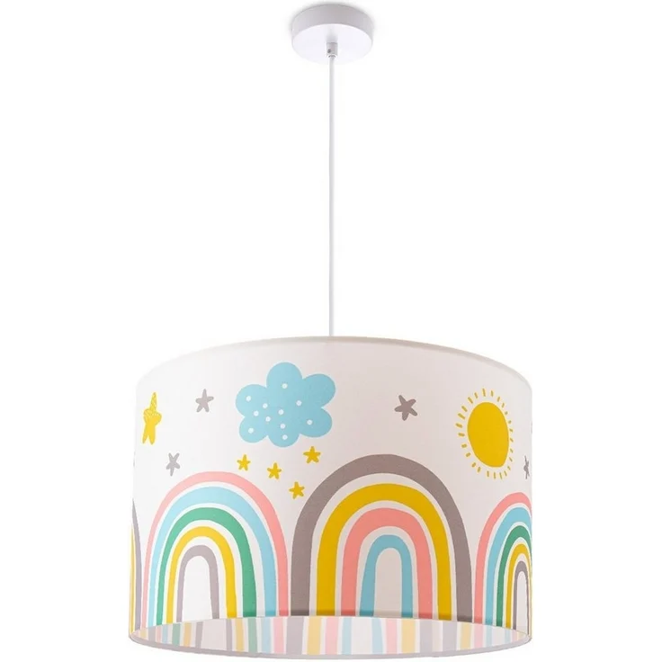Paco Home Pendelleuchte Tweet 462, ohne Leuchtmittel, Lampe Kinderzimmer Deckenlampe Regenbogen Sonne Wolken Sterne E27 – Bild 1