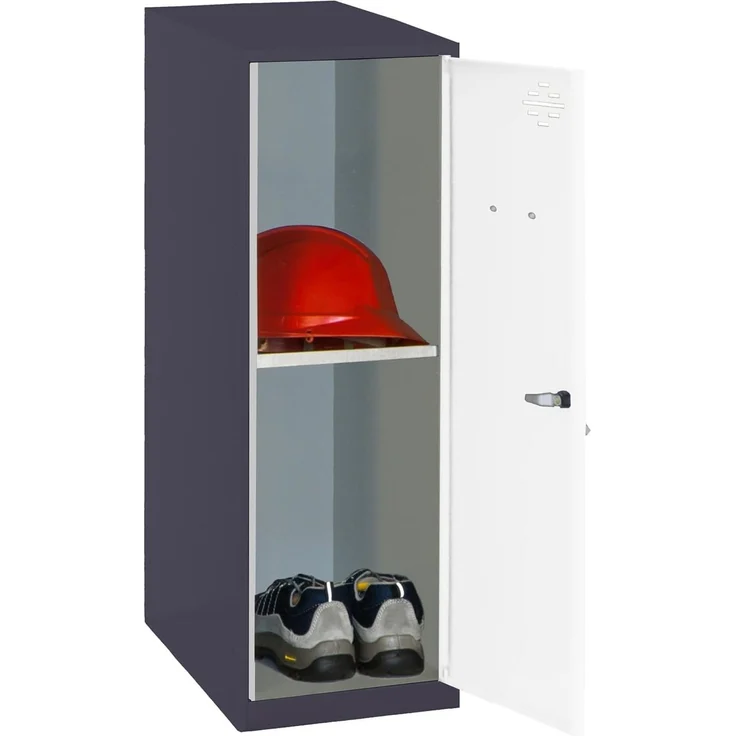 Simon Rack Simonlocker Kommode, klein, 915 x 300 x 500 mm, Amario aus Metall, mit Schlüssel, Anthrazit/Weiß