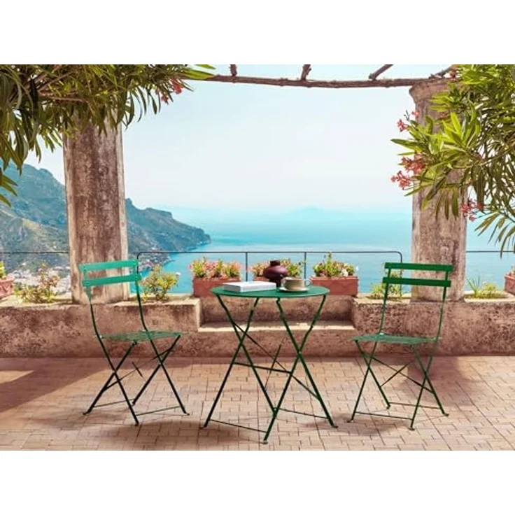 Bistro Set FIORI Metall Dunkelgrün Grün – Bild 2