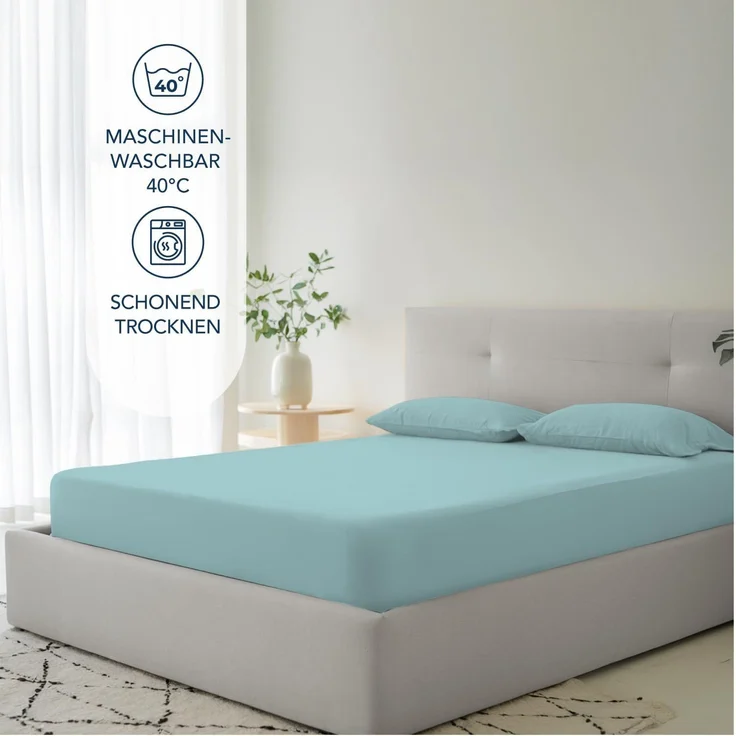 Dreamzie Spannbetttlaken 100x200 cm - 35 cm Tiefe Tasche - 100% Mikrofaser Bettlaken - Aqua, Schadstoffgeprüft(Oeko TEX), Bettlaken mit Gummizug – Bild 5