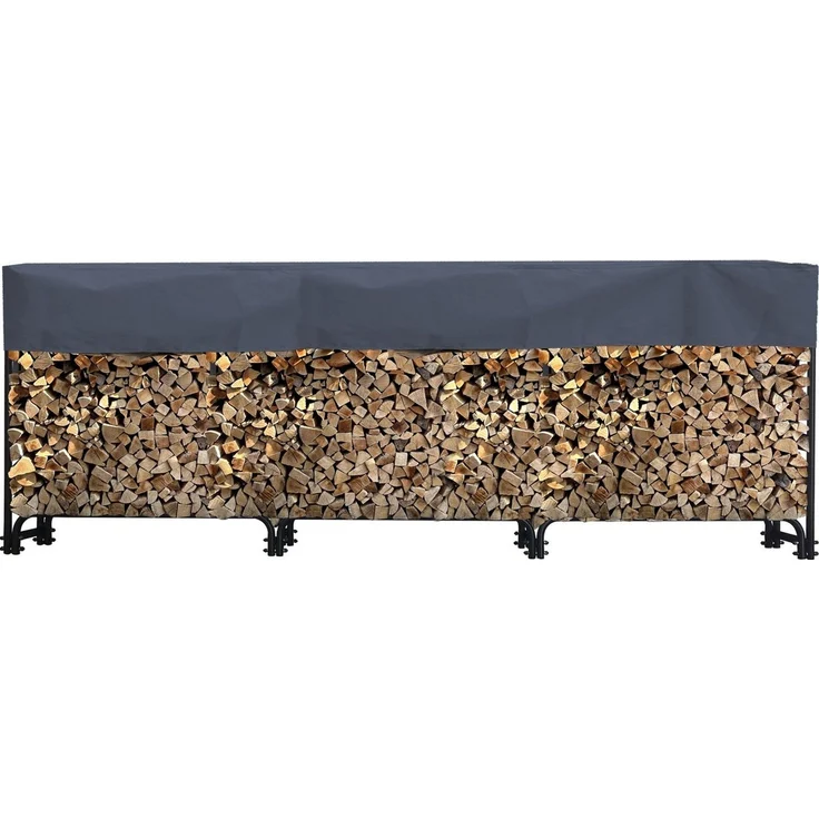 Quick Star Kaminholzregal Metall Kaminholzregale Außen 272 x 95 cm Mit / Ohne Schutzhülle, BxTxH:272x25x95 cm, (1x Kaminholzregal und 1x Schutzhülle), Einzelelement (94cm), 2er (183cm) oder 3er Element 272cm – Bild 1