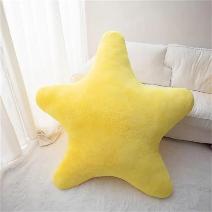 Kuschelkissen Kinder Sternkissen, Weiche Flauschige Sternform Zierkissen Sofakissen, Plüsch Kissen Dekokissen für Mädchen & Jungen Zuhause Schlafzimmer Deko (Gelb,80cm) – Bild 2